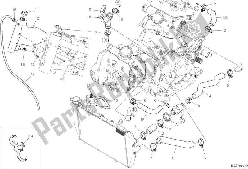 All parts for the Cooling Circuit of the Ducati Multistrada 1260 S Touring 2018